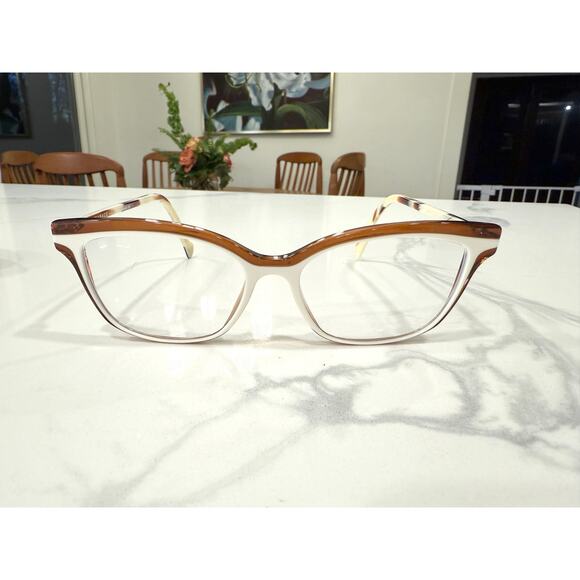 Face à Face SHISO Designer Eyeglass Frames Only 54-15-140 Brown White Cat-Eye main image 8